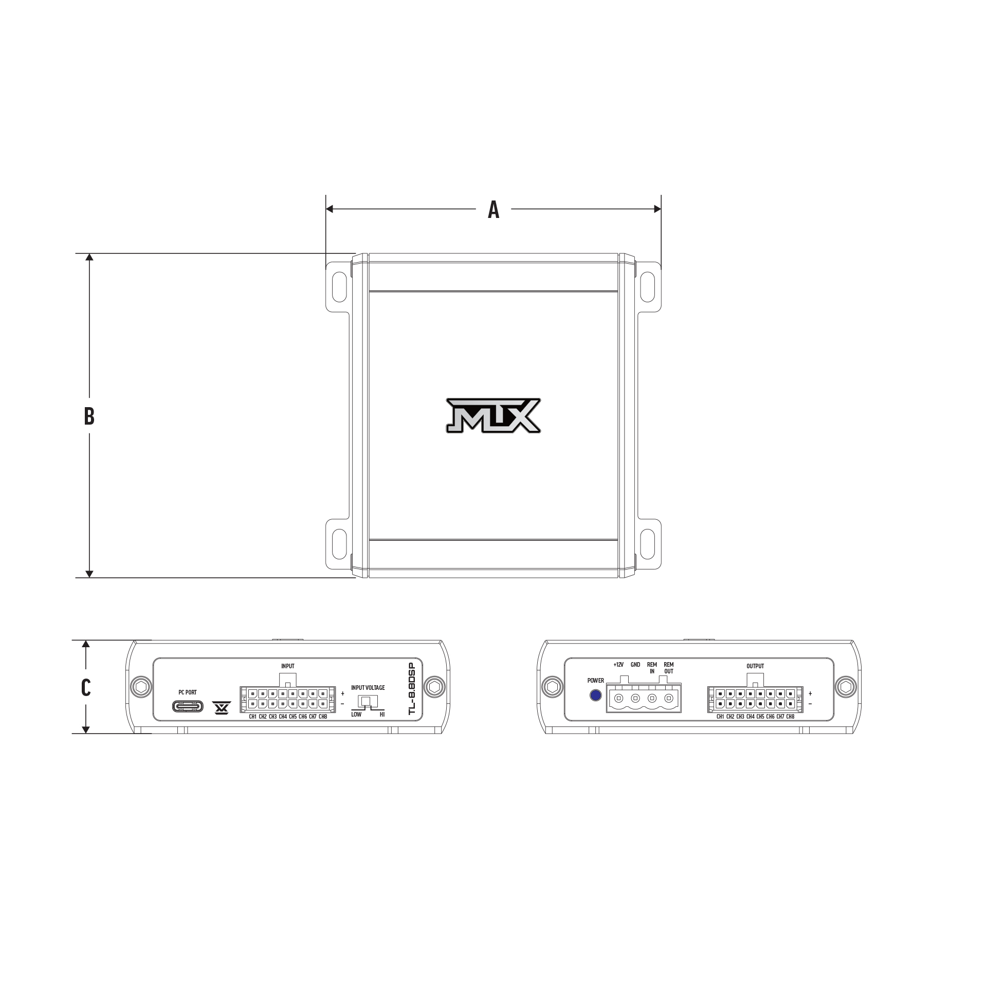 TL-8.8DSP Dimensions
